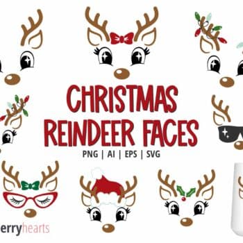 Assorted Cute Christmas Reindeer Faces SVG Bundle