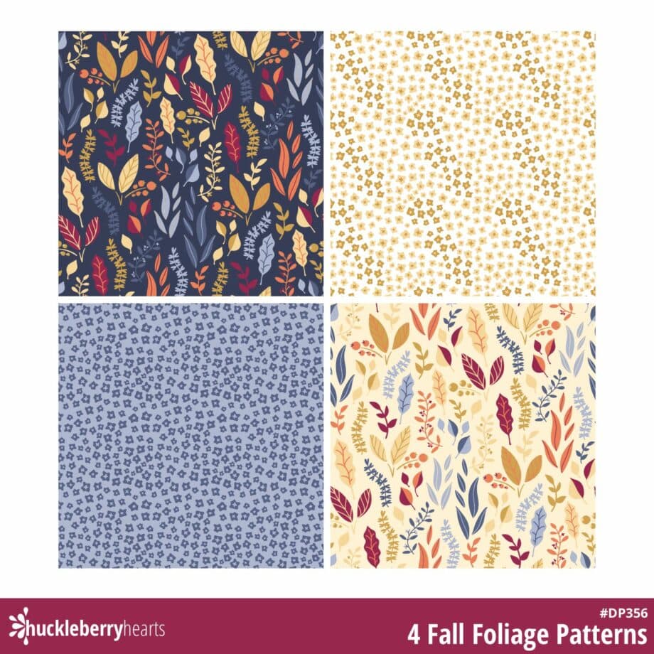 Assorted Fall Leaves and Flowers Seamless patterns