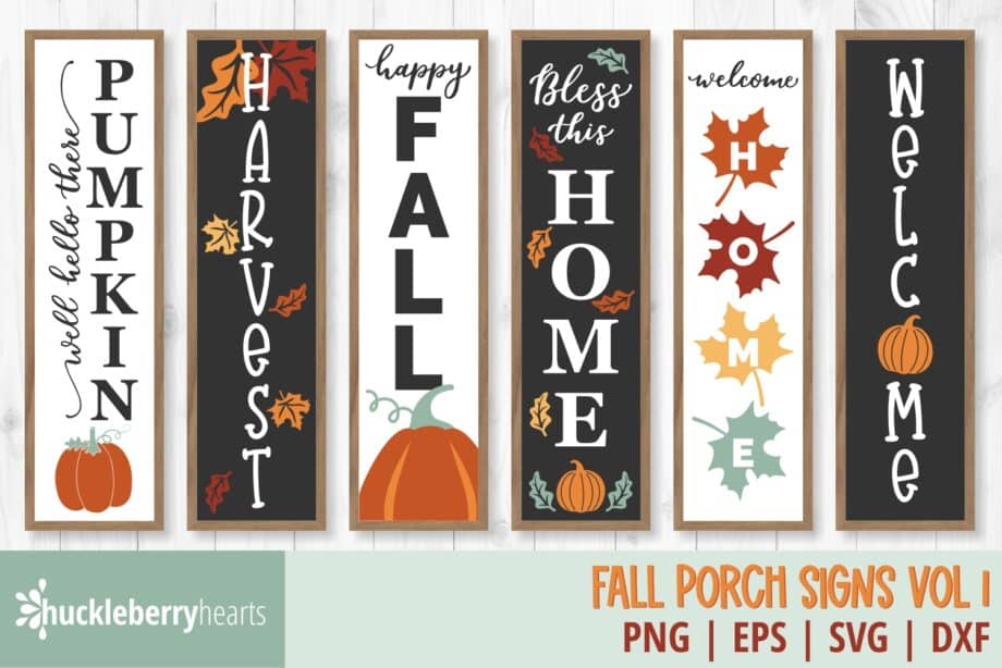 Assorted Fall Themed Porch Signs SVG and Cut Files Set