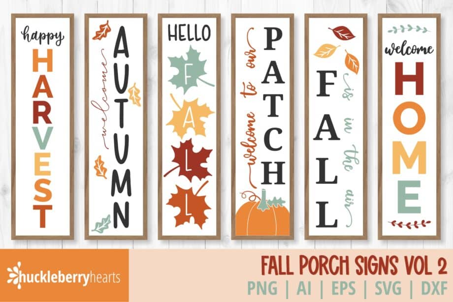 Assorted Fall Themed Porch Signs SVG and Clipart Set