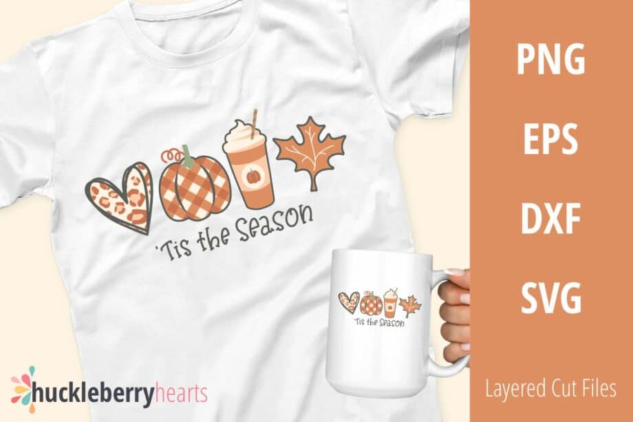 Fall Tis the Season Pumpkin Spice Leaf SVG and PNG Set