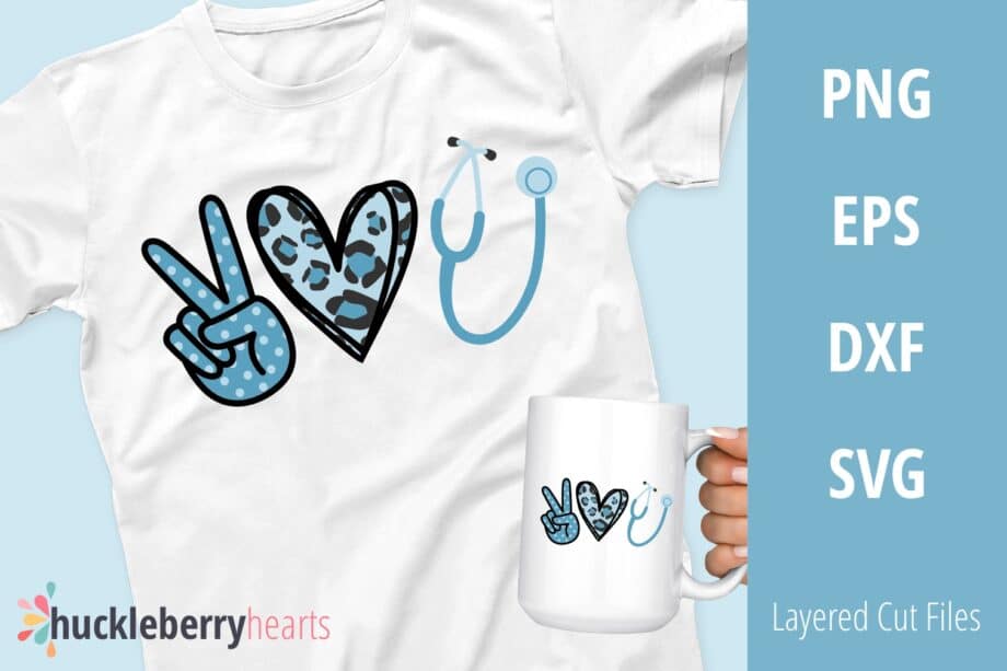 Peace Love and Nursing SVG Tshirt Design and Clipart