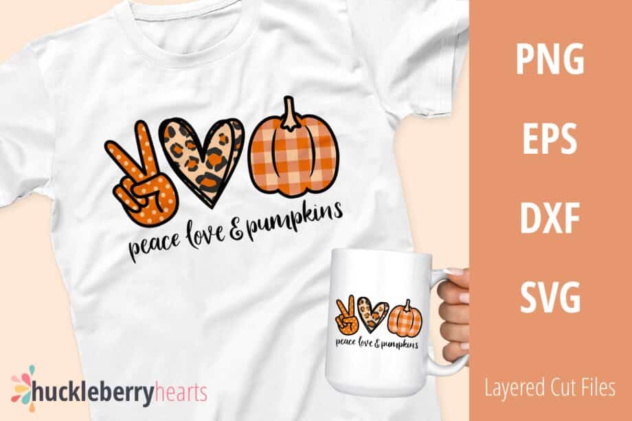 Peace Love and Pumpkins Fall SVG Tshirt Design and Clipart