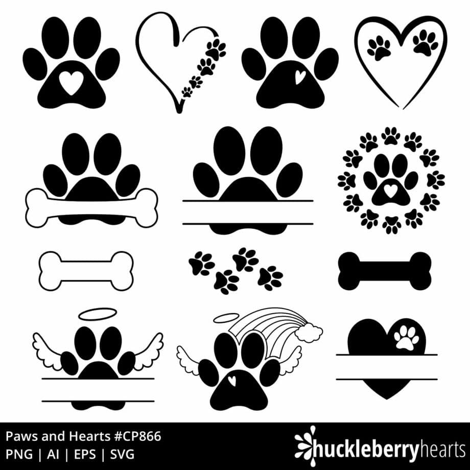 Dog and Cat Paws SVG Set