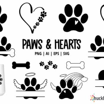Assorted Paw Print Themed Clipart and Vector Set