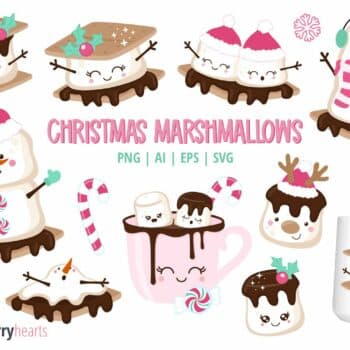 Assorted Christmas Marshmallow SVG and Clipart Bundle