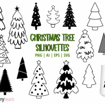 Assorted Christmas Tree Silhouettes Clipart and SVG Set