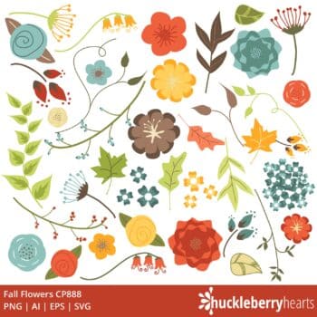 Fall Flowers Clipart | Autumn Elements SVG Set