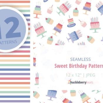 Assorted birthday themed seamless patterns set