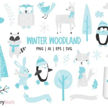 Cute Winter Woodland Animals SVG Set