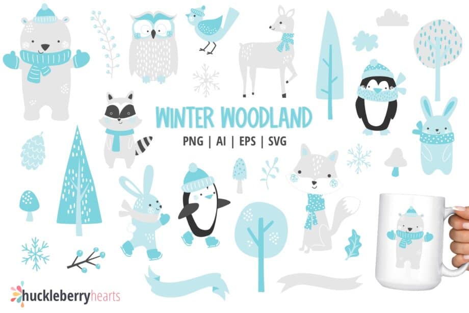 Cute Winter Woodland Animals SVG Set