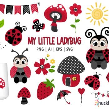 Assorted Lady Bug Clipart and SVG Set