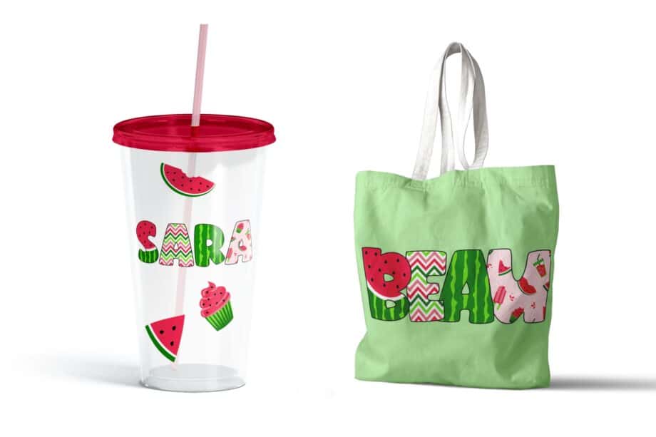 Assorted Watermelon Themed SVG Letters Bundle