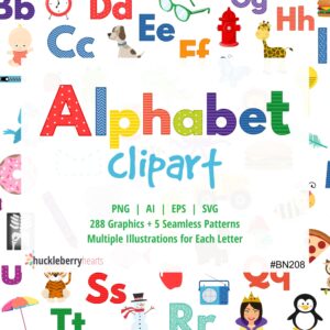 Alphabet Letters PNG and matching clipart set