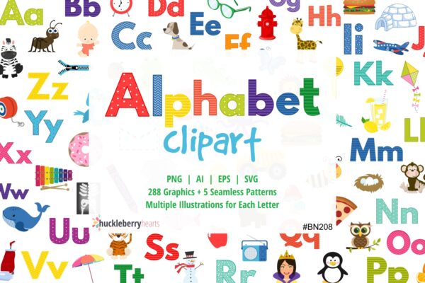 Alphabet Letters PNG and matching clipart set