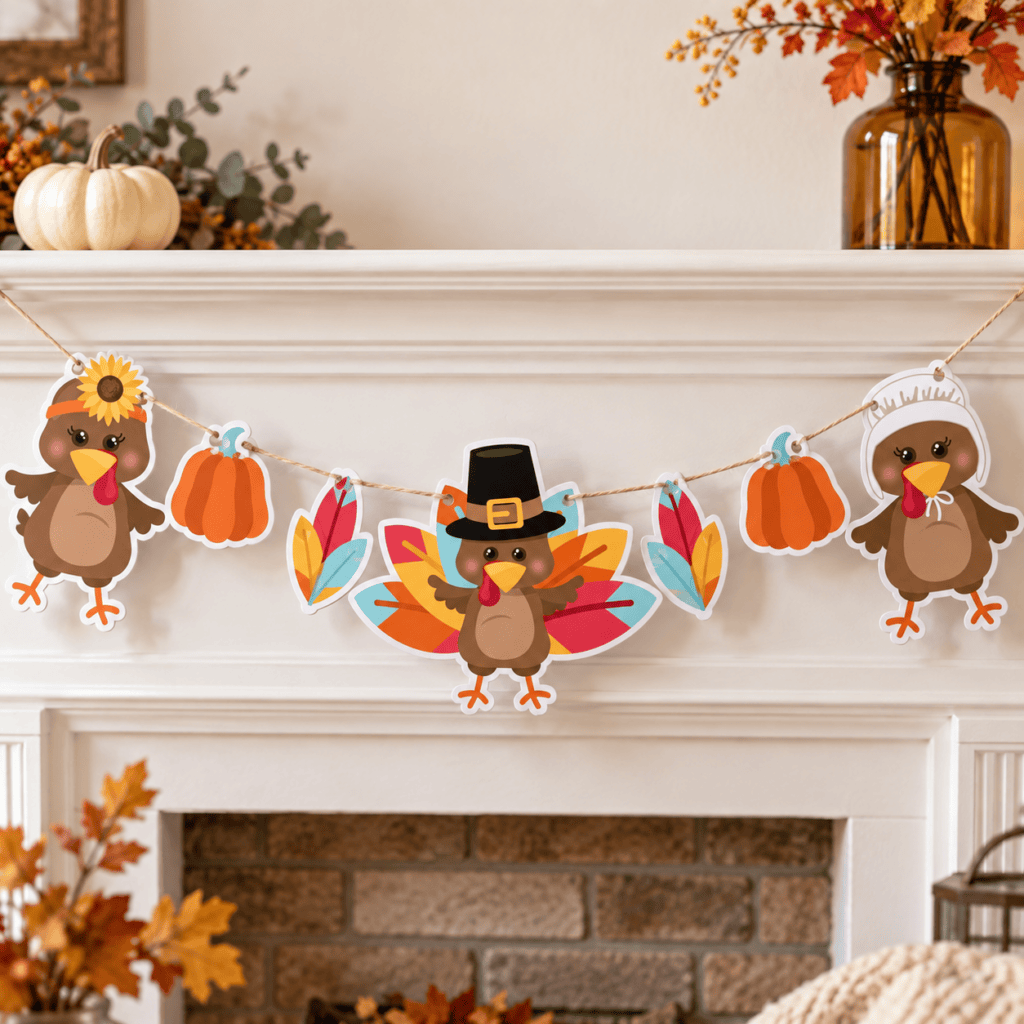 Paper turkey garland craft idea
