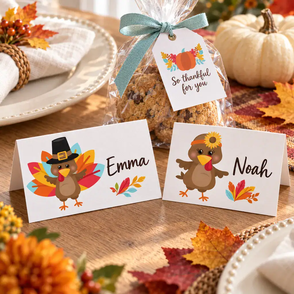 Using Thanksgiving Clipart to Make DIY Placecards and Gift Tags