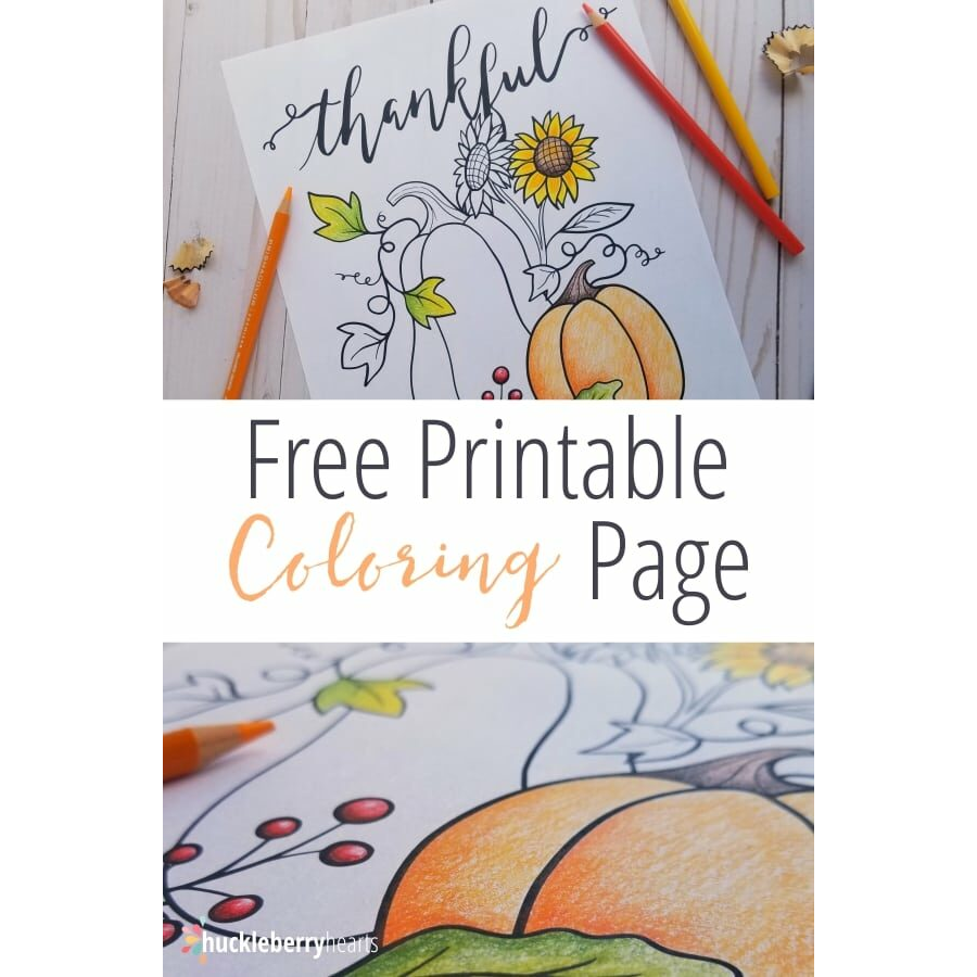 Free Thankful Pumpkins Fall Coloring Page Printable