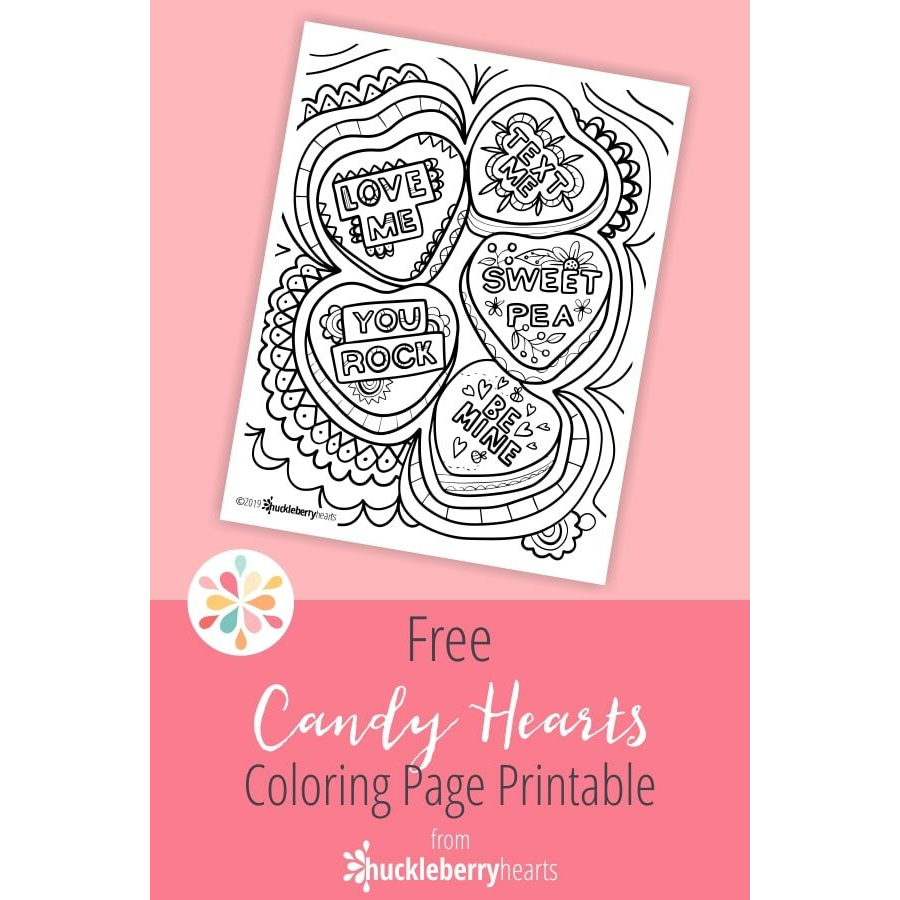 Candy Hearts Coloring Page